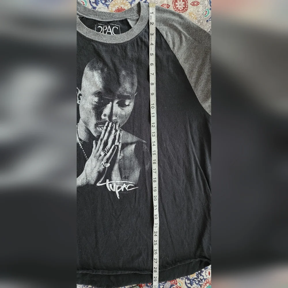 2PAC Tupac Shakur Praying Graphic Raglan Baseball‎ Tee Blk Gray 2XL 2016 Bravado